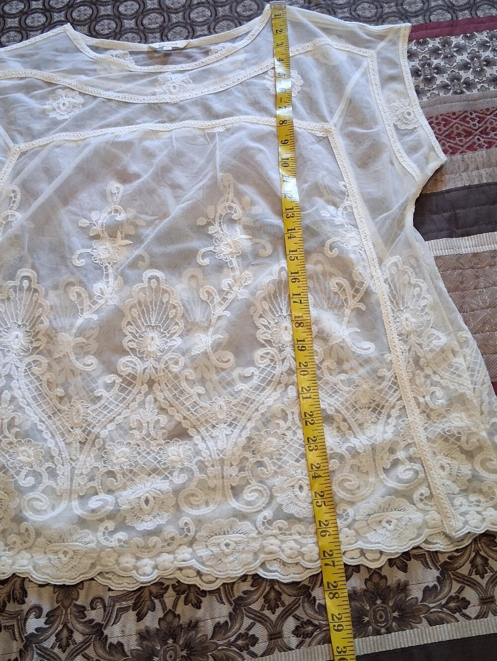Sundance White Sheer Embroidered Lace Blouse - Picture 6 of 12